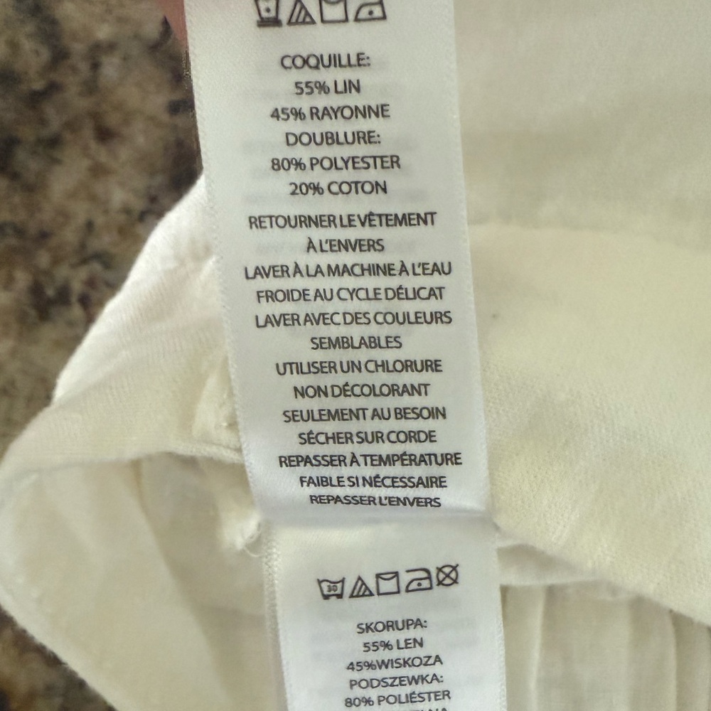 HG - Off White Cargo Linen Pants Size M Wide Leg - Picture 10 of 11
